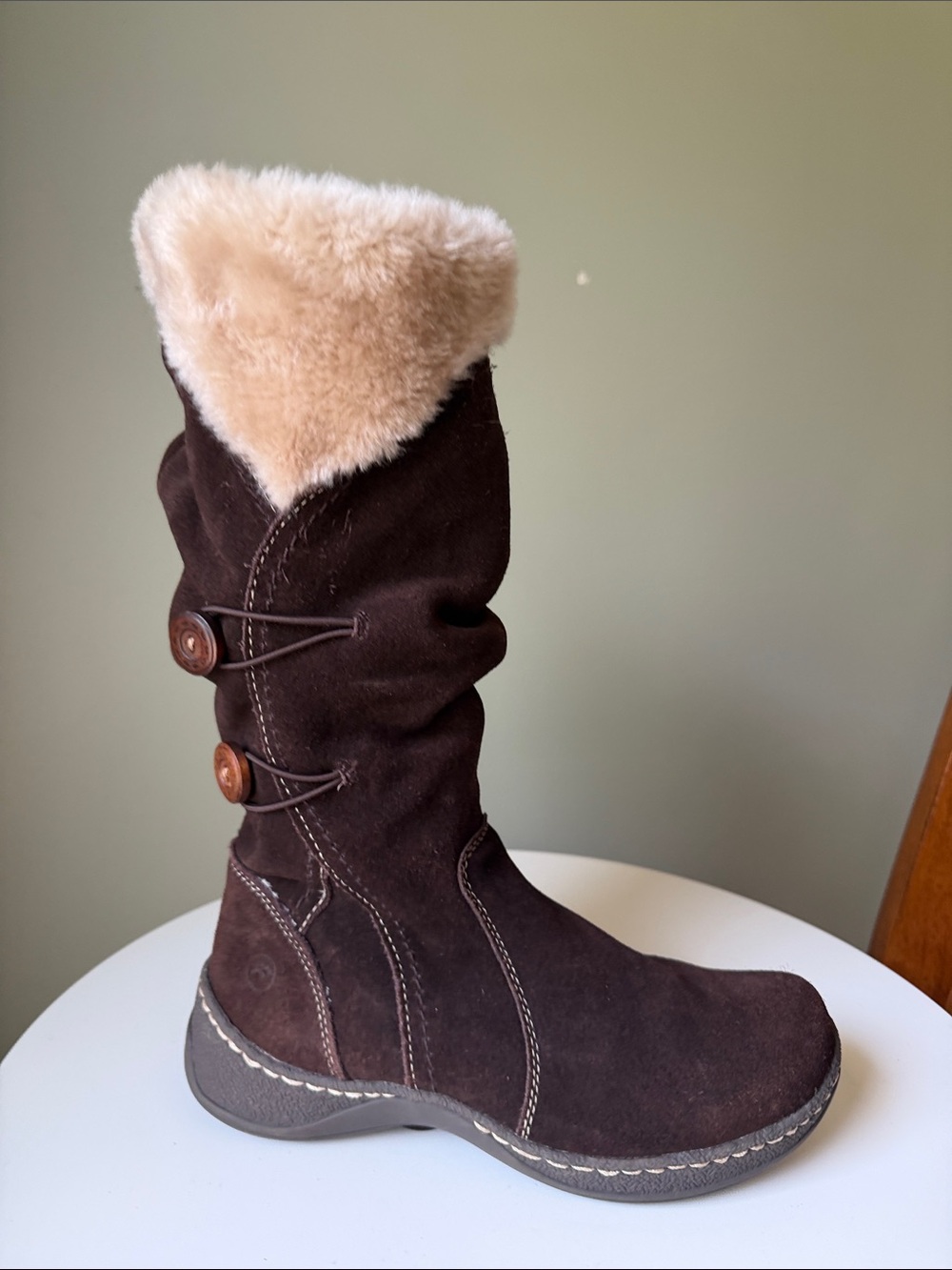 BareTraps Esha Brown Suede Faux Fur Winter Boots Size 7M
